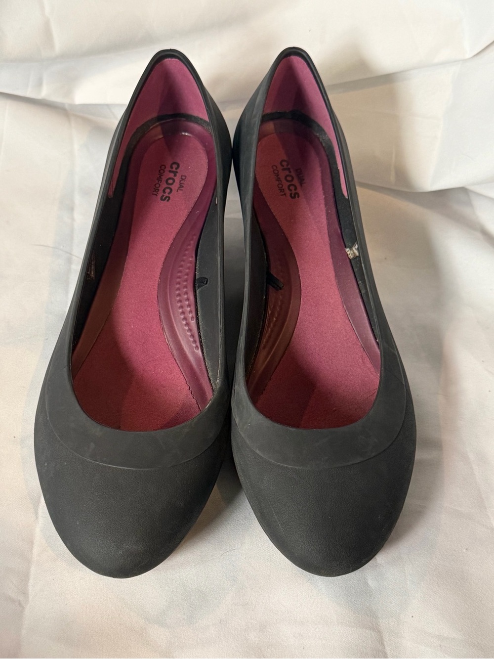 Crocs matte black Lina wedge pumps women's size 9 business casual basics - Picture 5 of 7